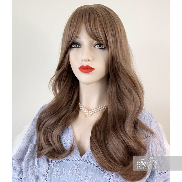 Pastel Honey Blonde Wavy Wig with Bangs | Mothers Day Gift | Sadie - Picture 2 of 4